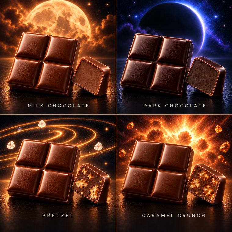 Chocolate bars in several flavors