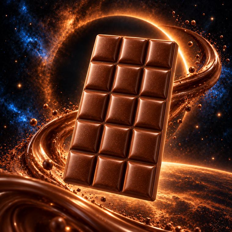 Interstellar chocolate bar, scored into fifteen squares