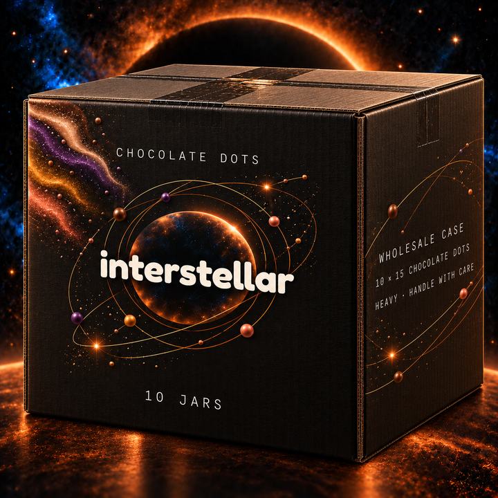 Wholesale case of 10 jars of chocolate dots