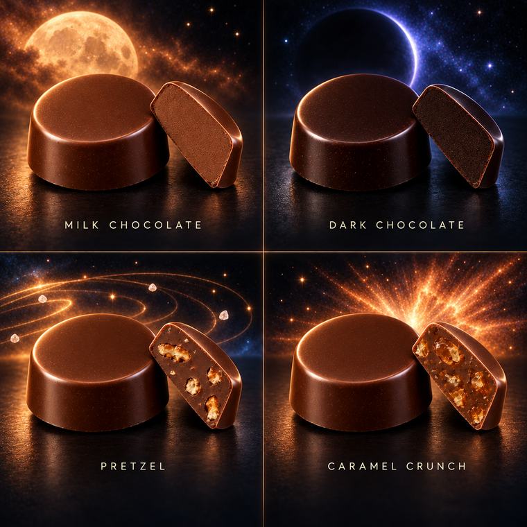 Chocolate dots in several flavors